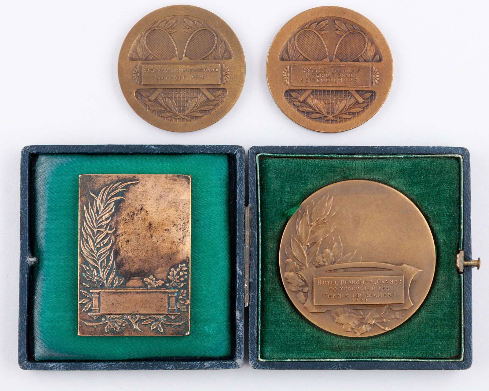 A bronze Le Touquet Lawn Tennis 17th International Tournament, 1921 small plaque - 2
