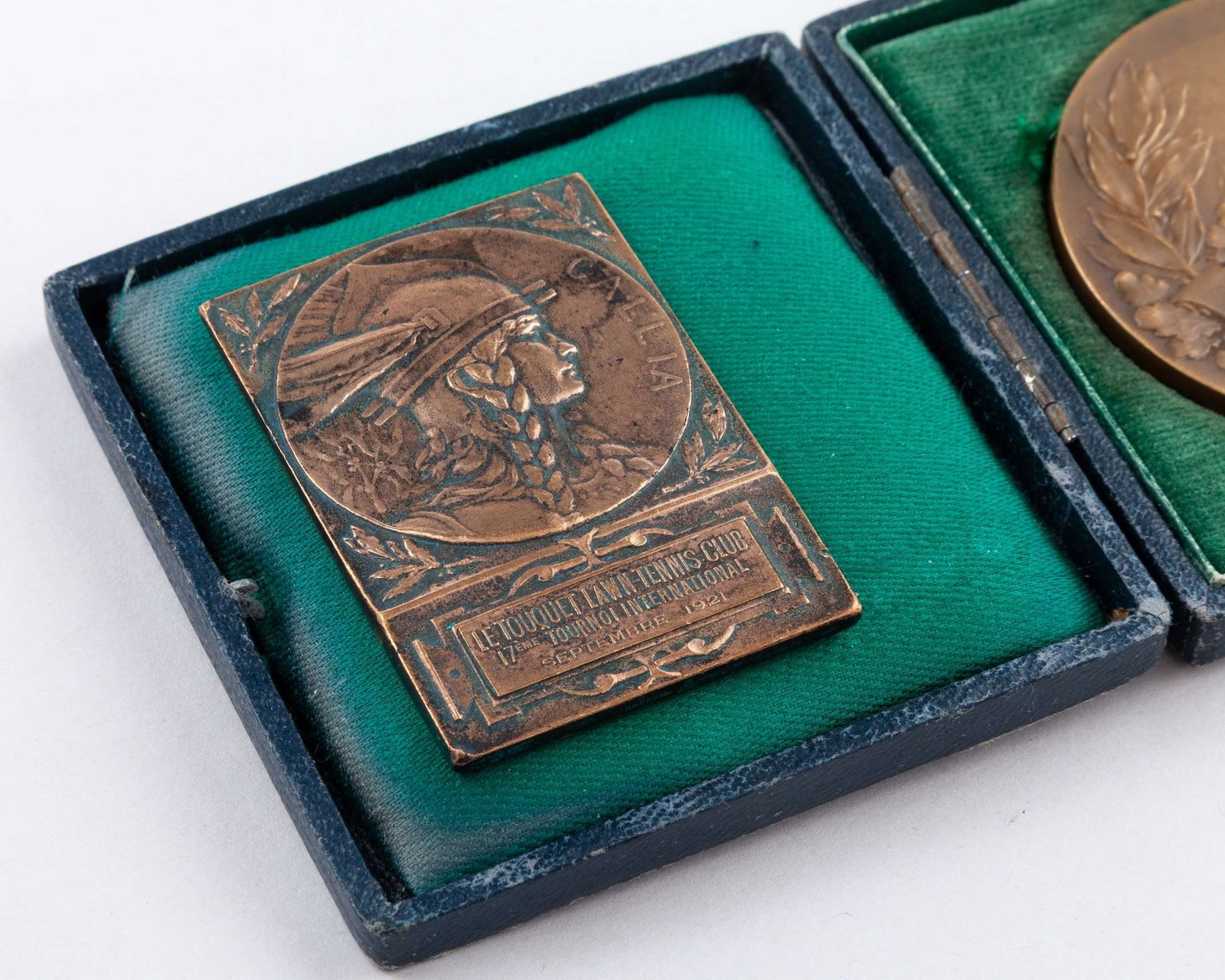 A bronze Le Touquet Lawn Tennis 17th International Tournament, 1921 small plaque - 3