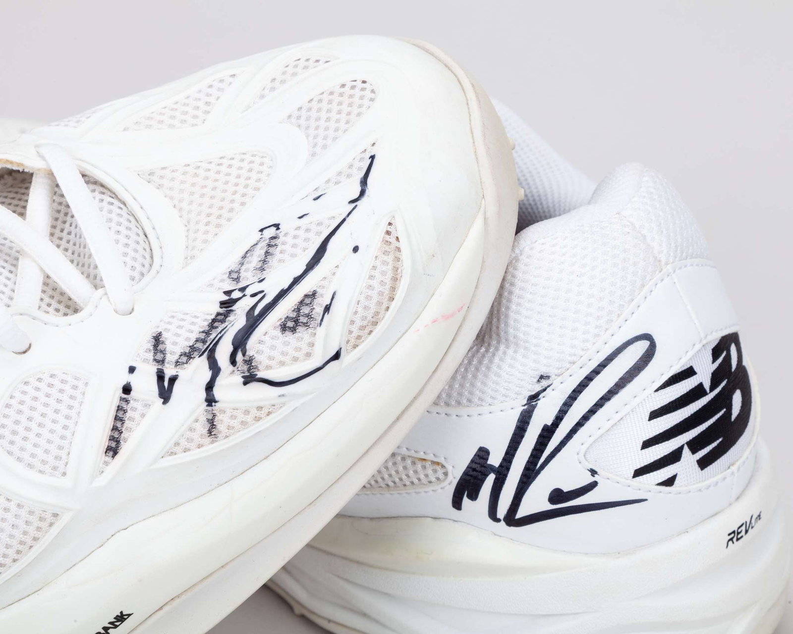 Milos Raonic pair of white and black New Balance 996 match worn tennis shoes, 2013 - 5