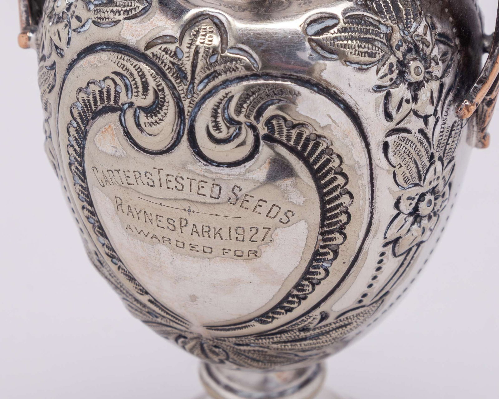 White-metal Carters Tested Seeds Raynes Park 1927 trophy - 4