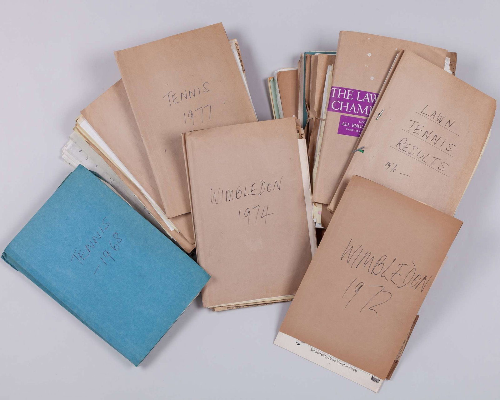 Harry Carpenter files of the Wimbledon Championships and lawn tennis from 1967 to 1980: A unique and important archive compiled by the B.B.C. broadcaster and sports commentator Harry Carpenter OBE for his coverage of the Wimbledon Championships and lawn tennis from 1967 to 1980, containe