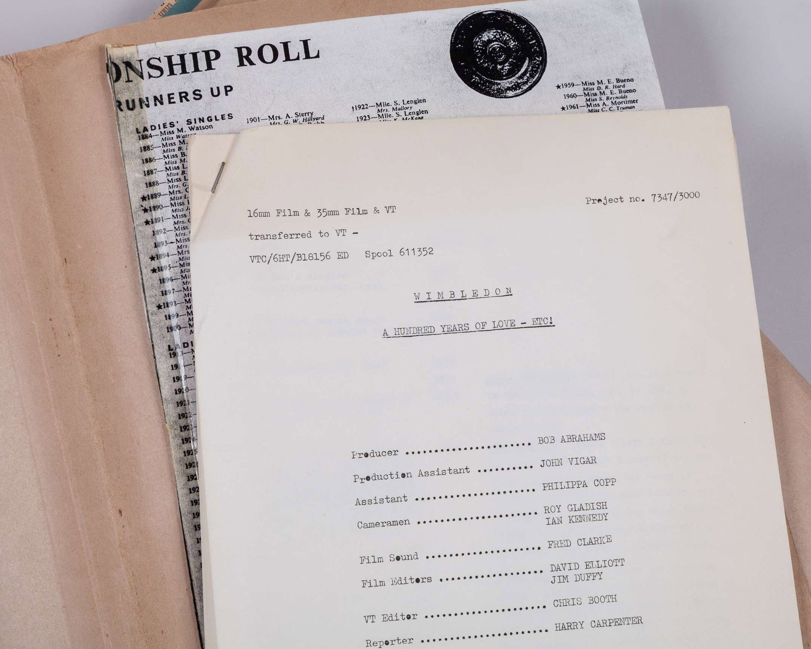 Harry Carpenter files of the Wimbledon Championships and lawn tennis from 1967 to 1980 - 5