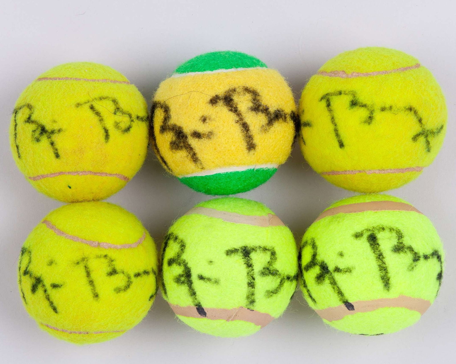 Six various Bjorn Borg autographed tennis balls (1 of 4)