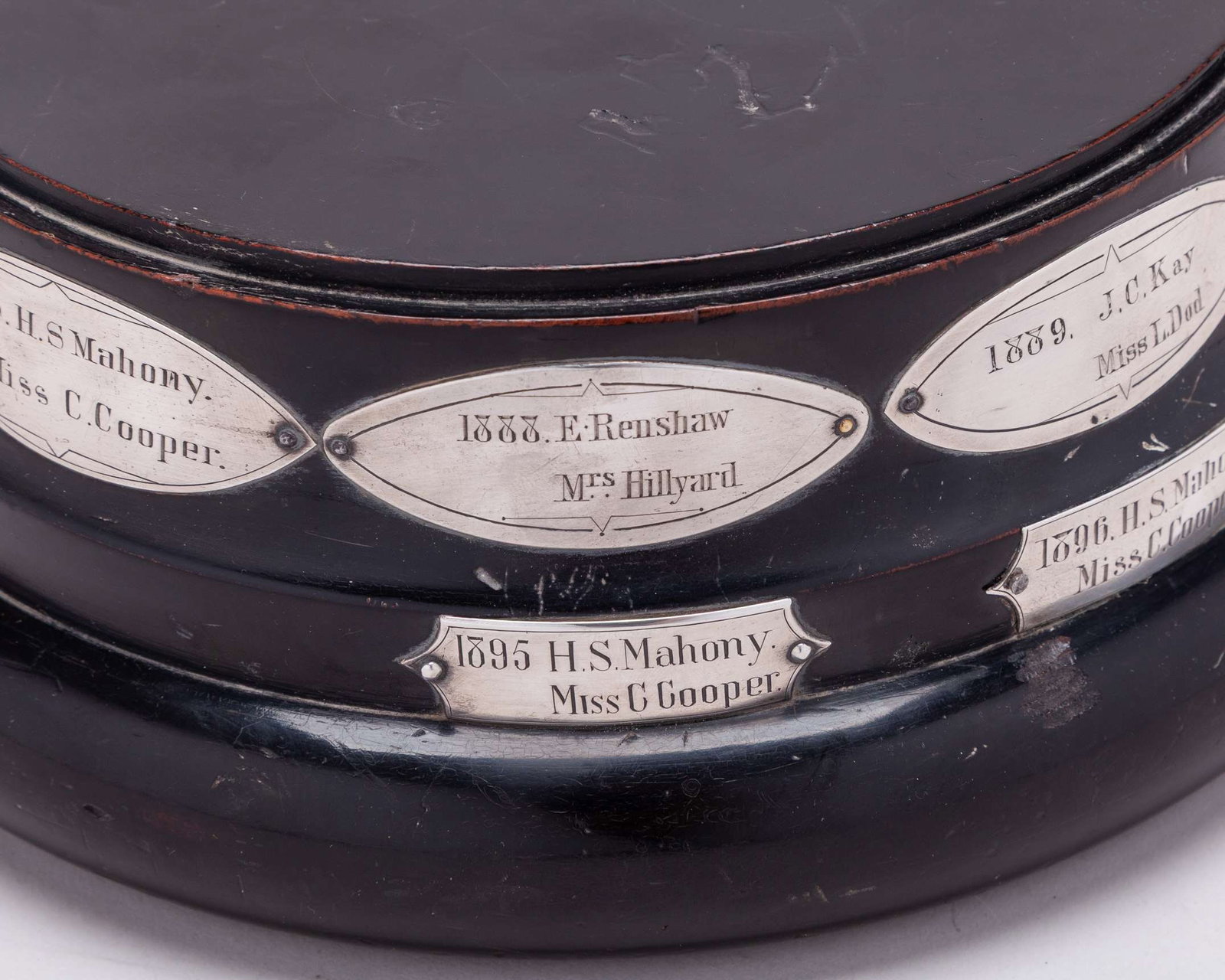 A turned ebony trophy base The All England Mixed Doubles - 2
