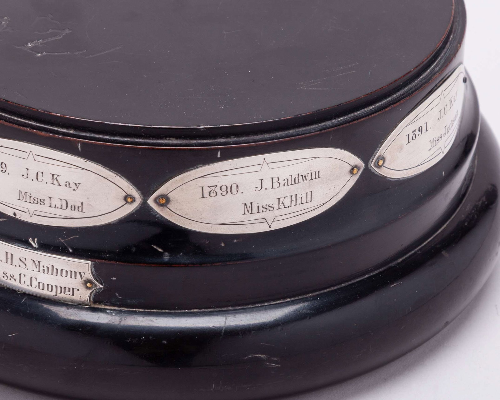 A turned ebony trophy base The All England Mixed Doubles - 3