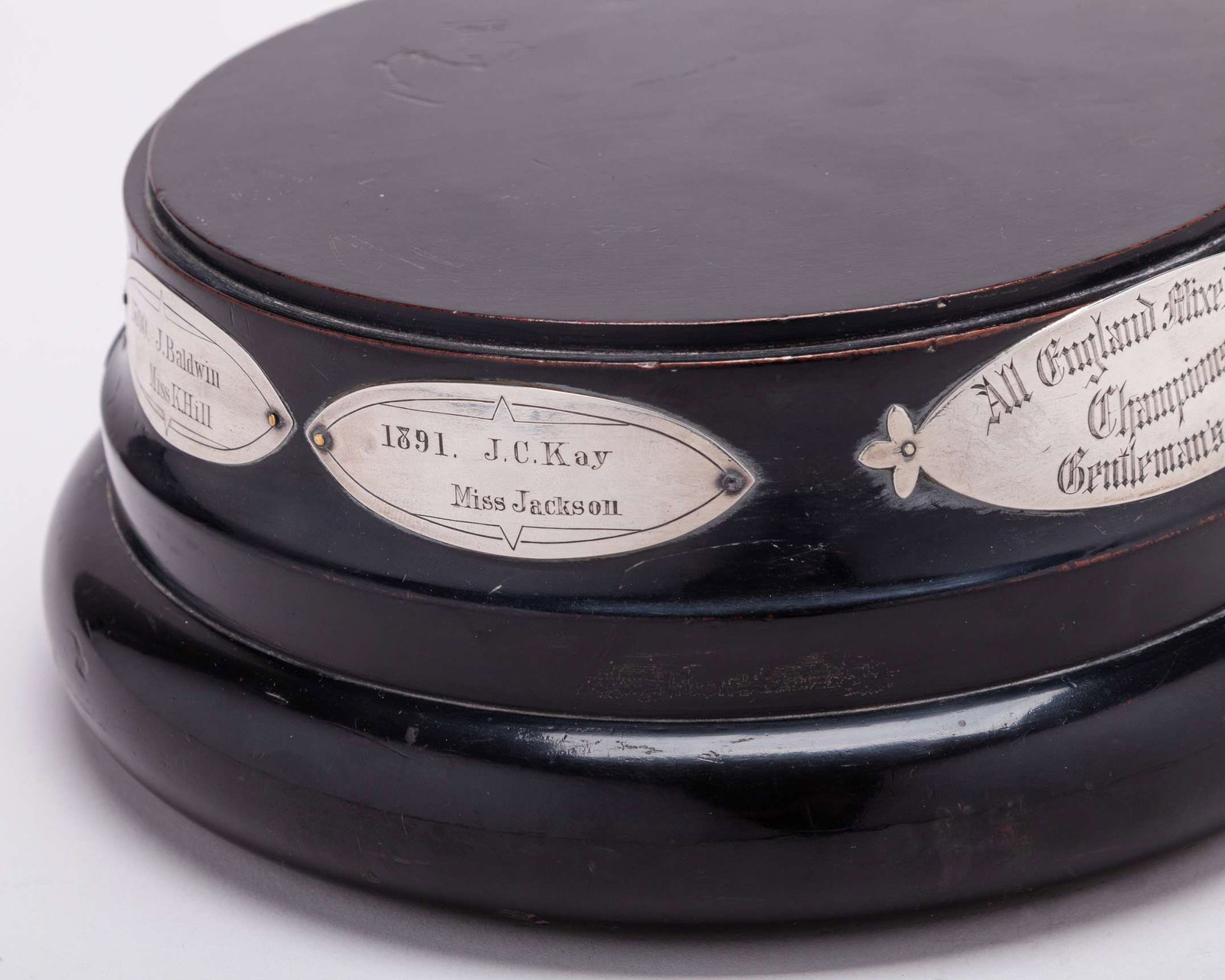 A turned ebony trophy base The All England Mixed Doubles - 4