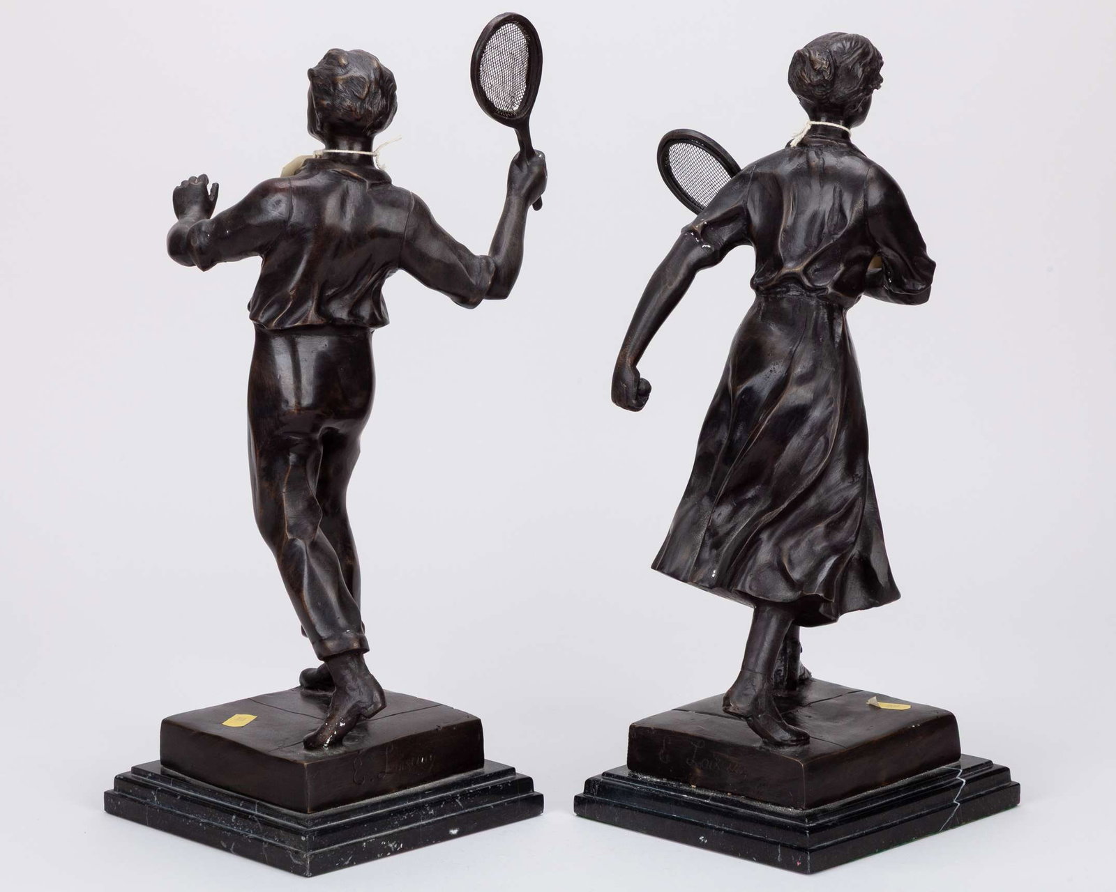 Pair of spelter 20th century tennis figures  - 2