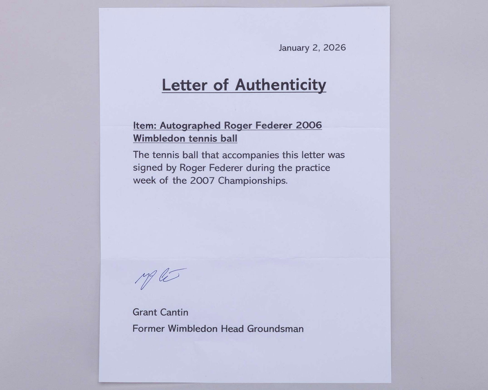 Roger Federer an autographed Wimbledon tennis ball, 2006 - 4