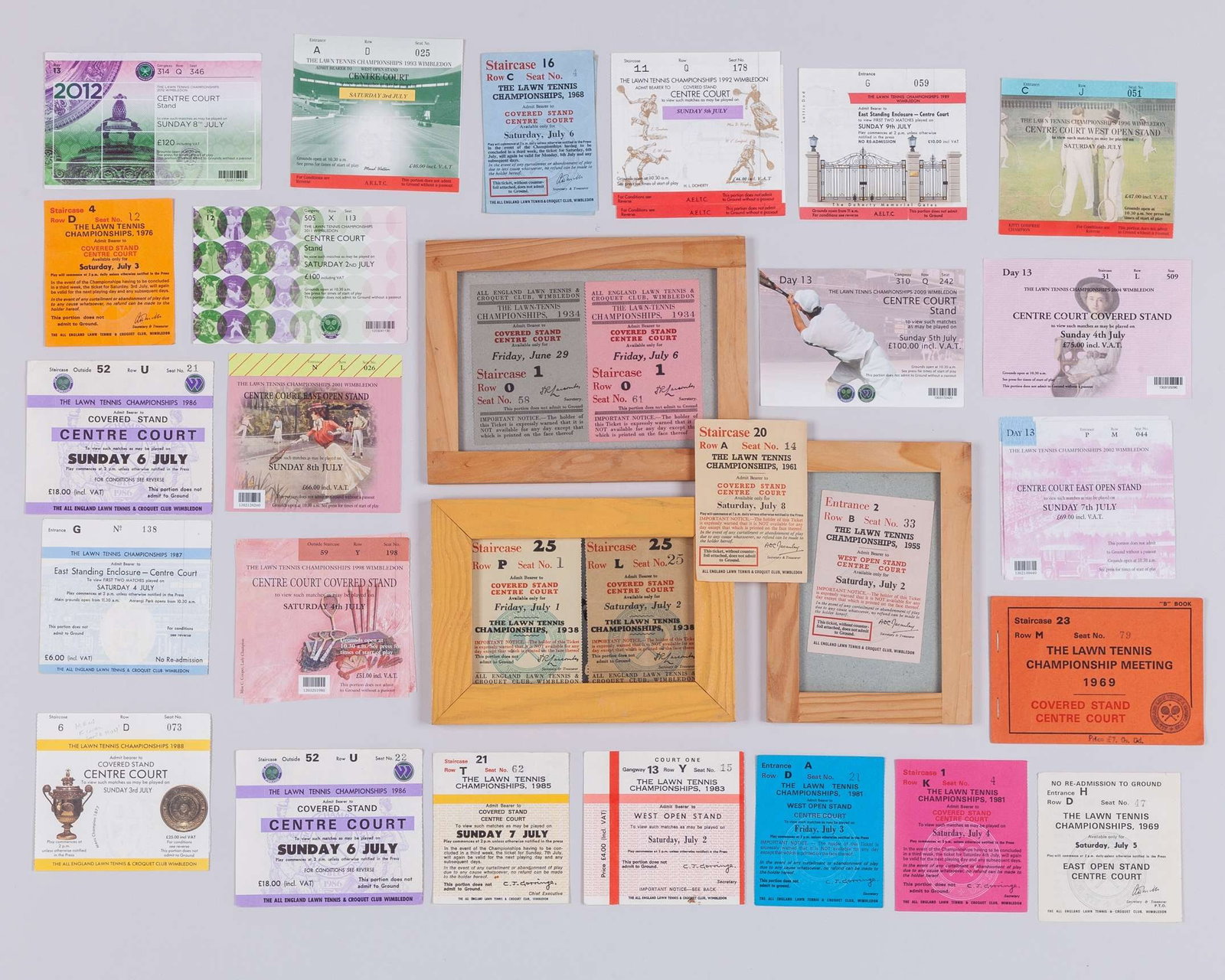 A collection of Wimbledon tickets, 1934 onwards (1 of 6)