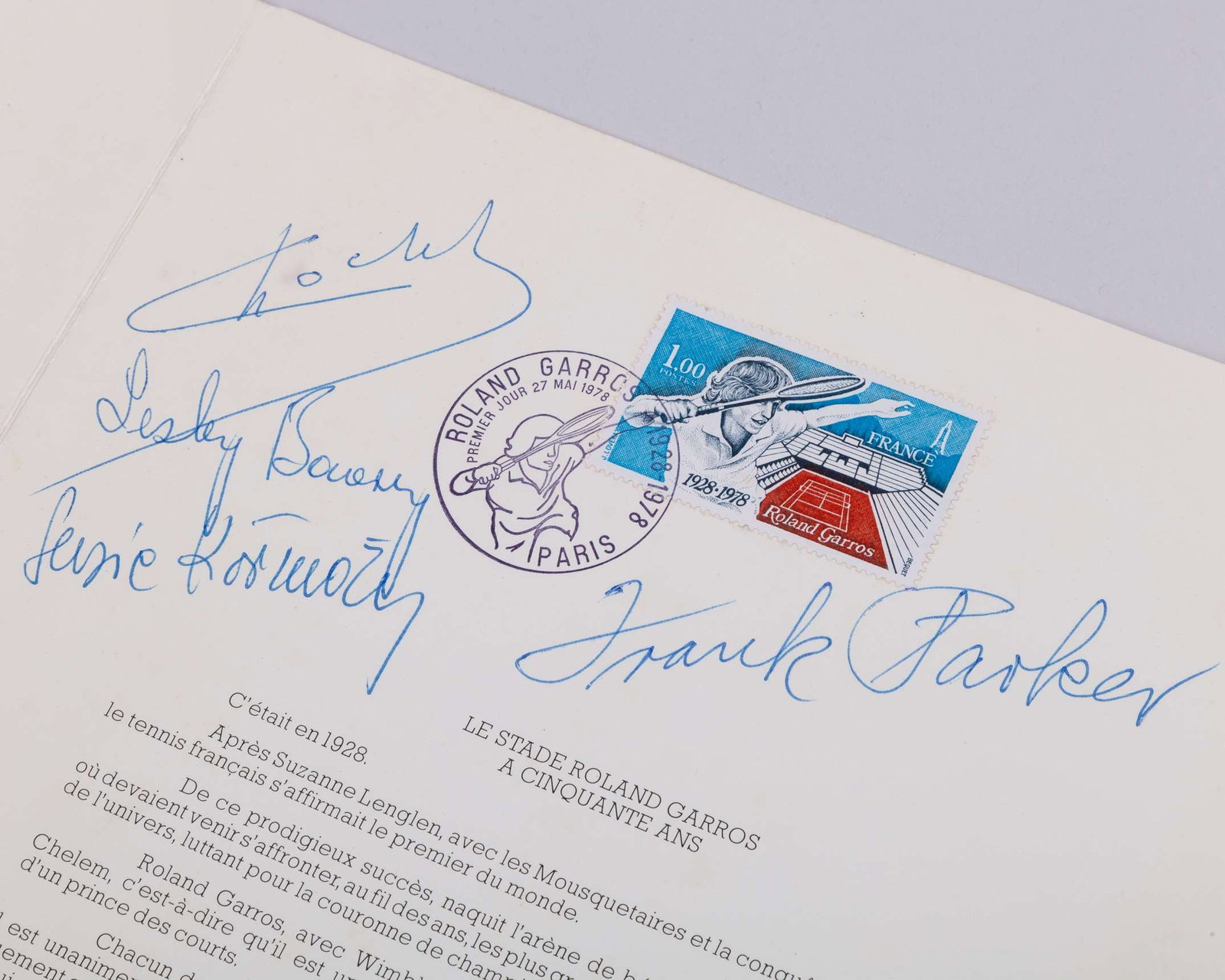 An autographed postal cover commemorating the 50th anniversary of Roland Garros 1928-1978 - 9