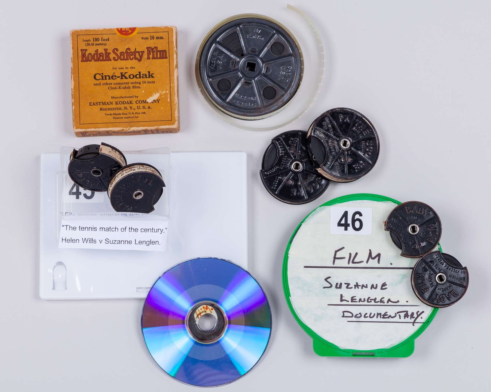Eight various tennis related tennis film reels : Eight various tennis related tennis film reels, comprising 1933 Davis Cup, A Lesson In Tennis by Suzanne Lenglen, Tennis in slow motion under supervision of J.G. Ritchie, spectator film c.1928 Helen