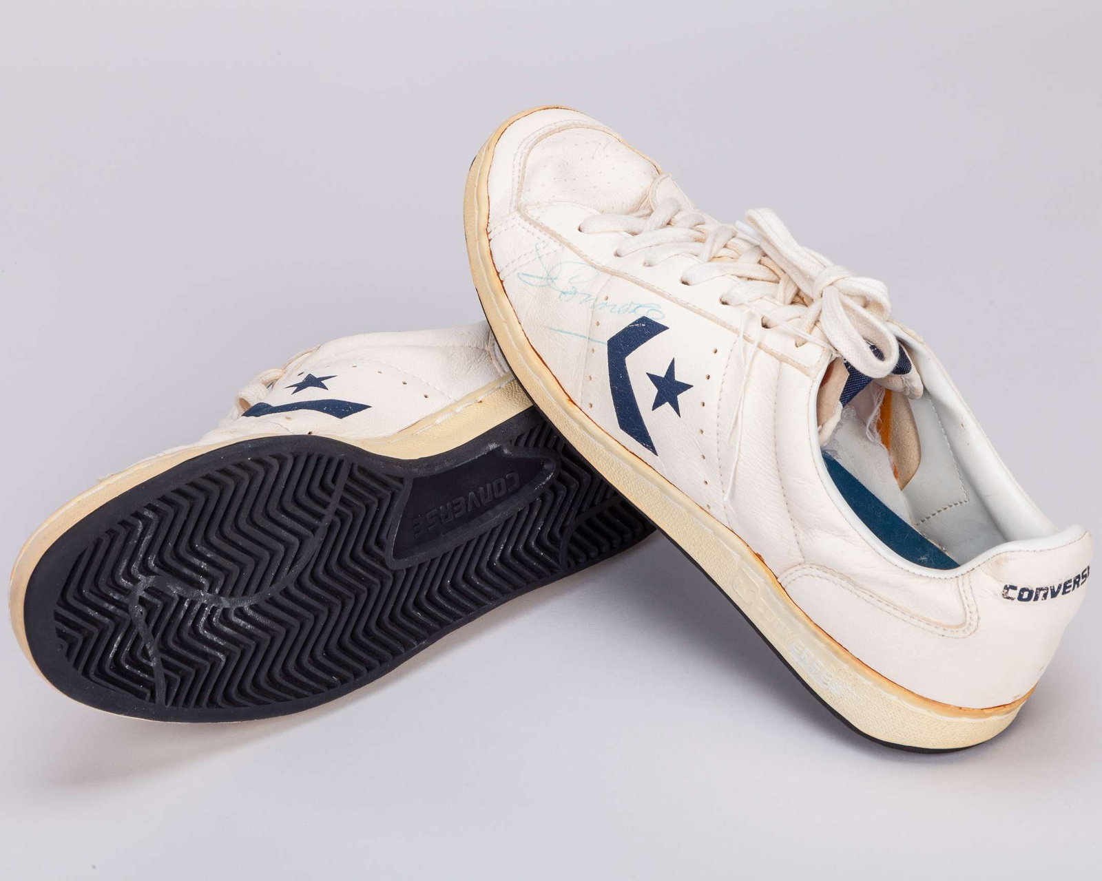 Pair of Jimmy Connors autographed white Jimmy Connors Converse trainers - 2