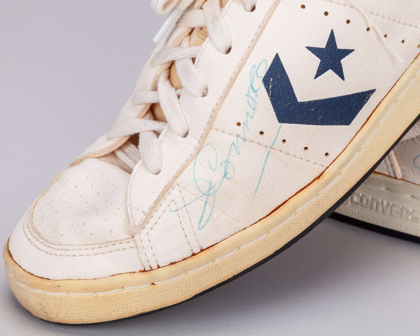 Pair of Jimmy Connors autographed white Jimmy Connors Converse trainers - 5