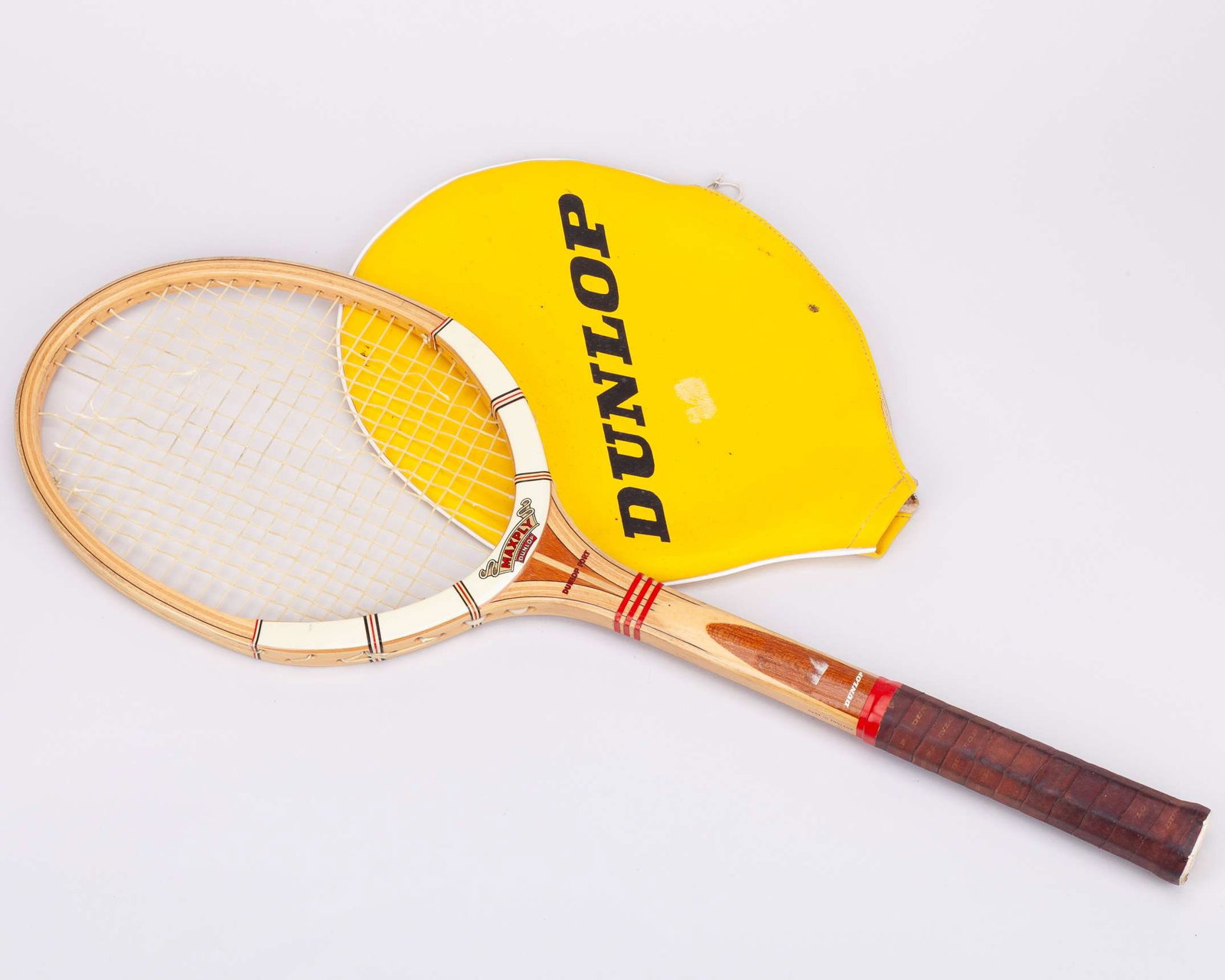 Billie Jean King autographed yellow Dunlop tennis racket cover: Billie Jean King autographed yellow Dunlop tennis racket cover, with Dunlop Maxply racket, signed People I've Seen From Behind by Hilda R. Stuart, chapter eight describing working with the women's (in