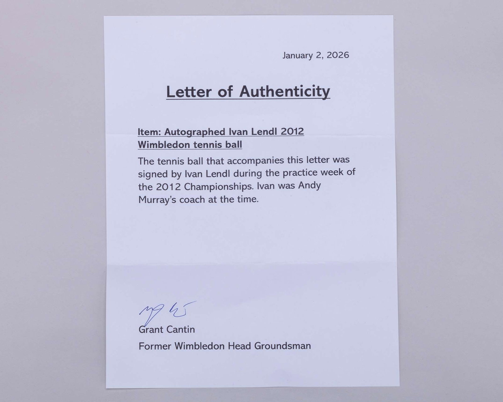Ivan Lendl an autographed Wimbledon tennis ball, 2012 - 5