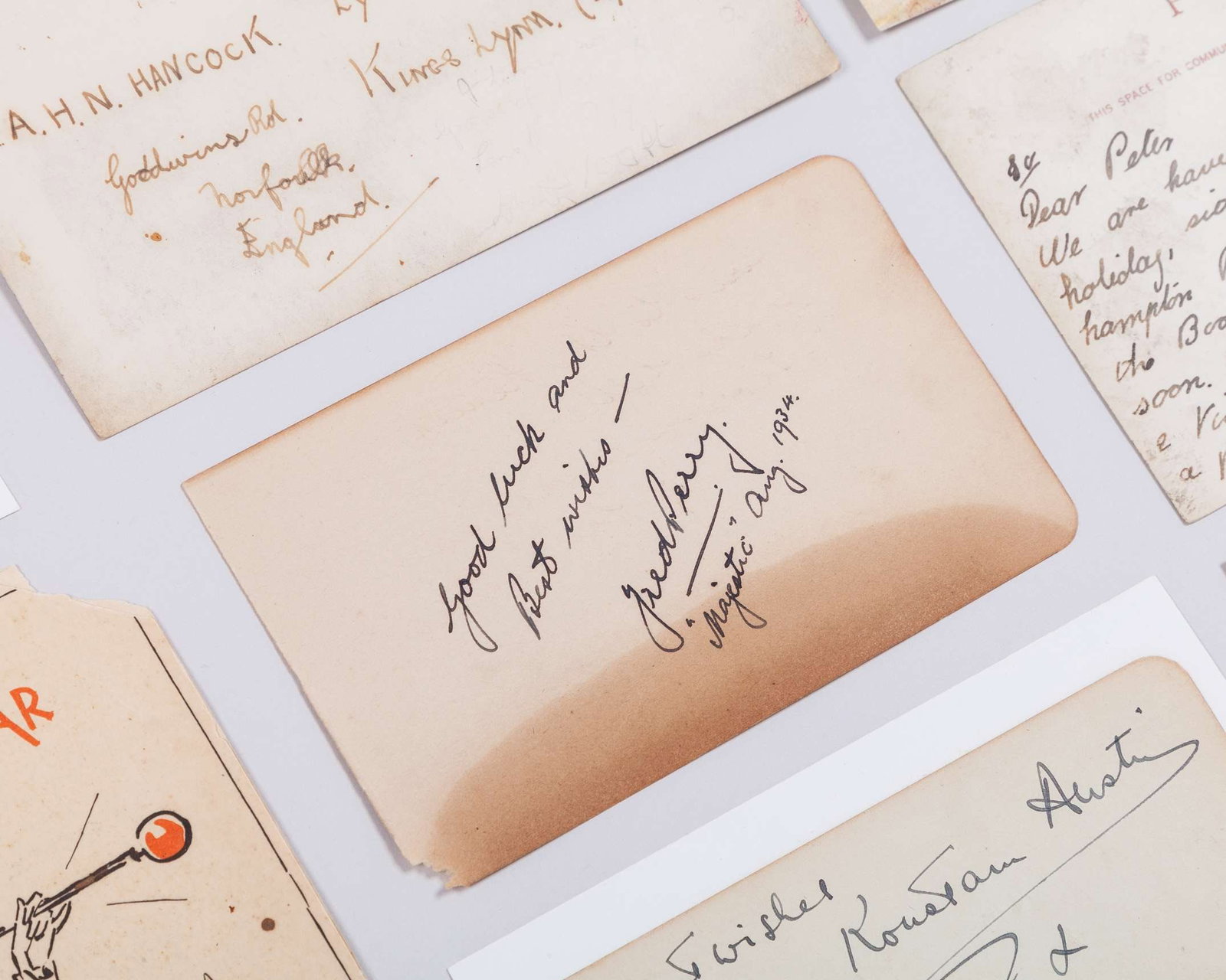 An autograph page signed by Bunny Austin, 1932 - 3