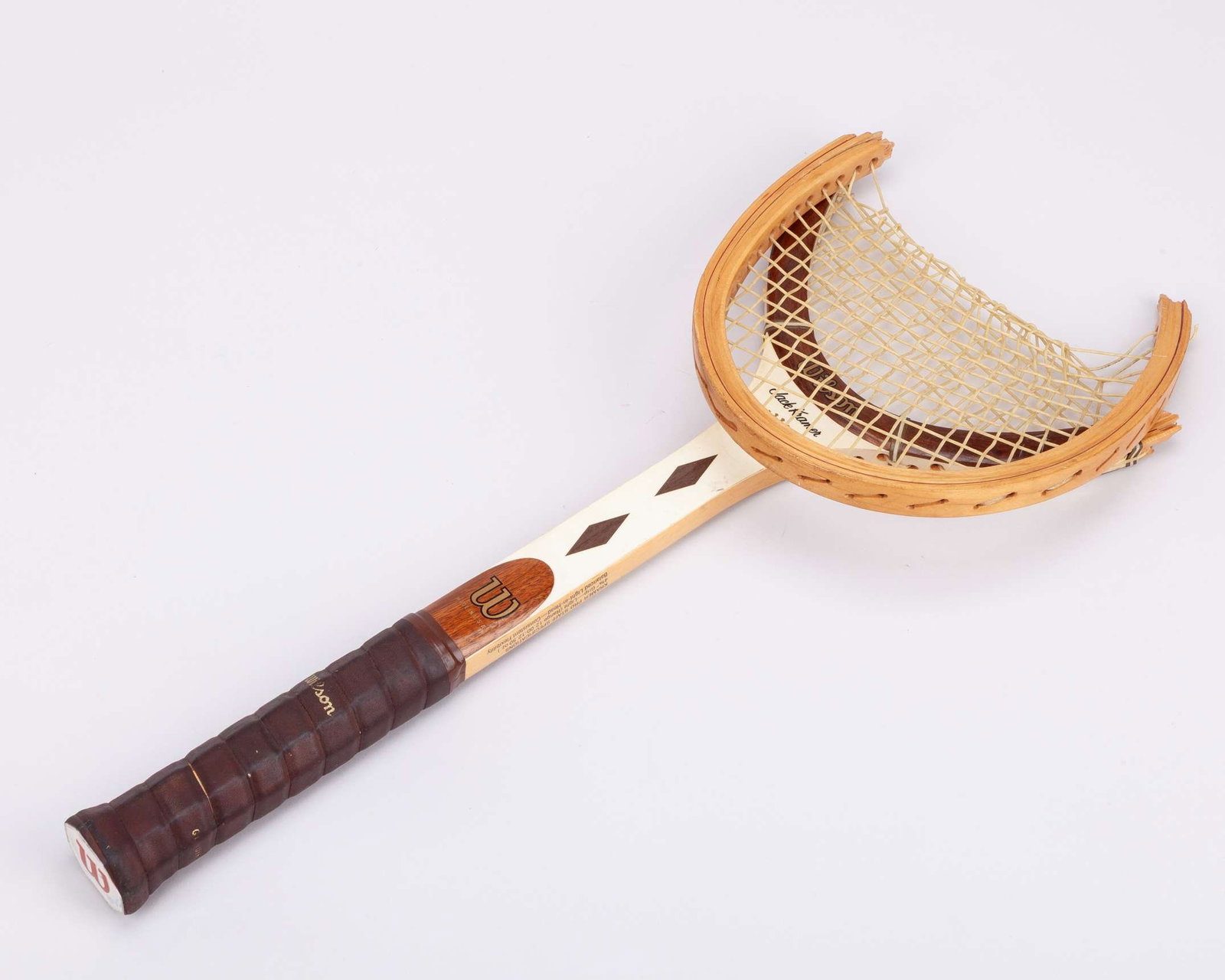 John McEnroe smashed Wilson Jack Kramer Pro Staff wooden tennis racket, Wimbledon c.1977-80 - 2