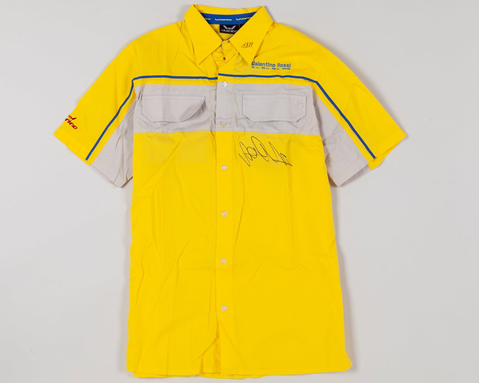 Valentino Rossi Signed Official VR46 Yellow Pit Crew Shirt (1 of 6)