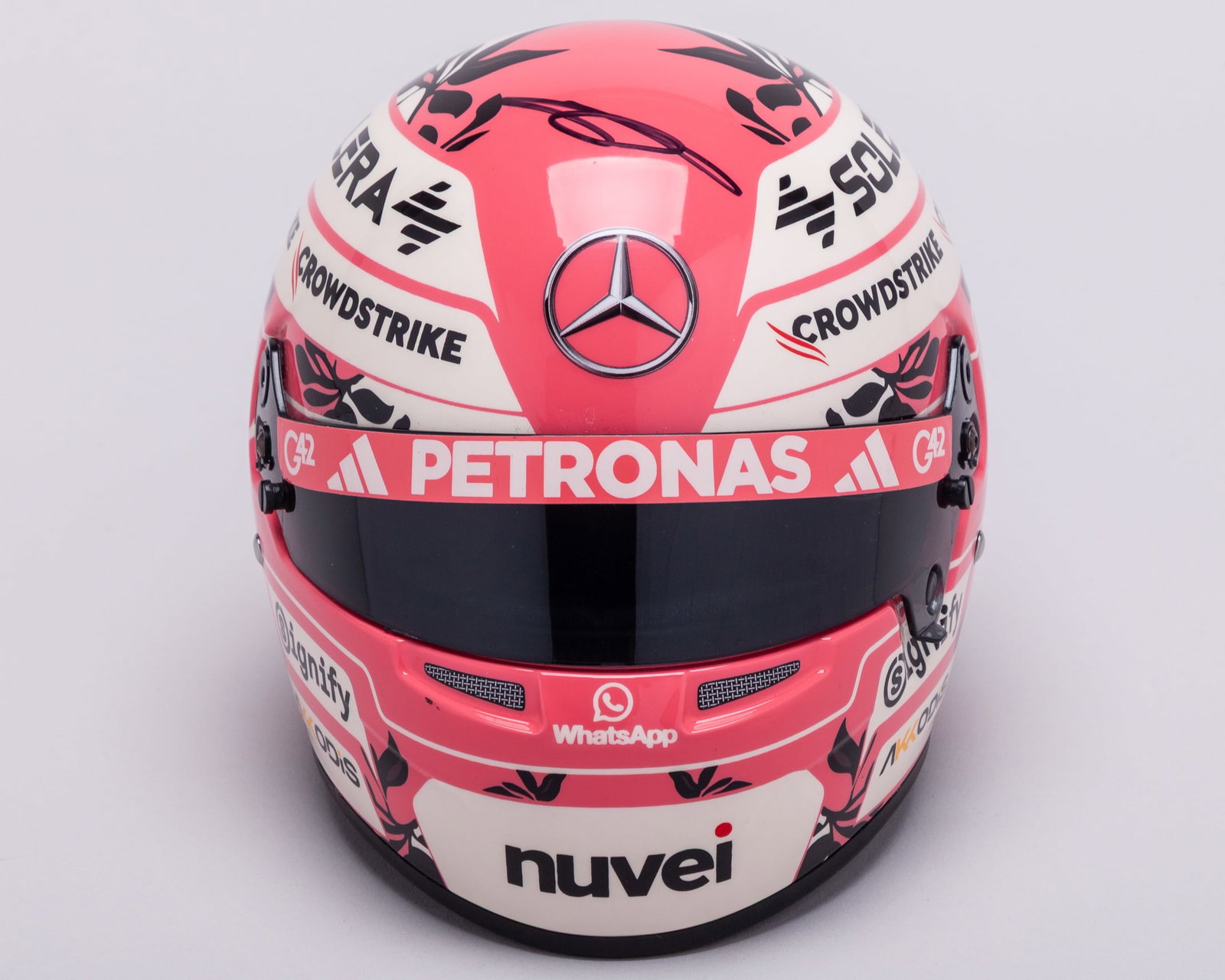 George Russell 2025 Signed Mercedes 1:2 Scale Bell Helmet - Miami Grand Prix Special Design: George Russell 2025 Signed Mercedes-AMG Petronas F1 Team 1:2 Scale Bell Helmet - Miami Grand Prix Special Design.This 2025 Mercedes Miami Grand Prix Special Design 1:2 Scale Bell Helmet has been perso