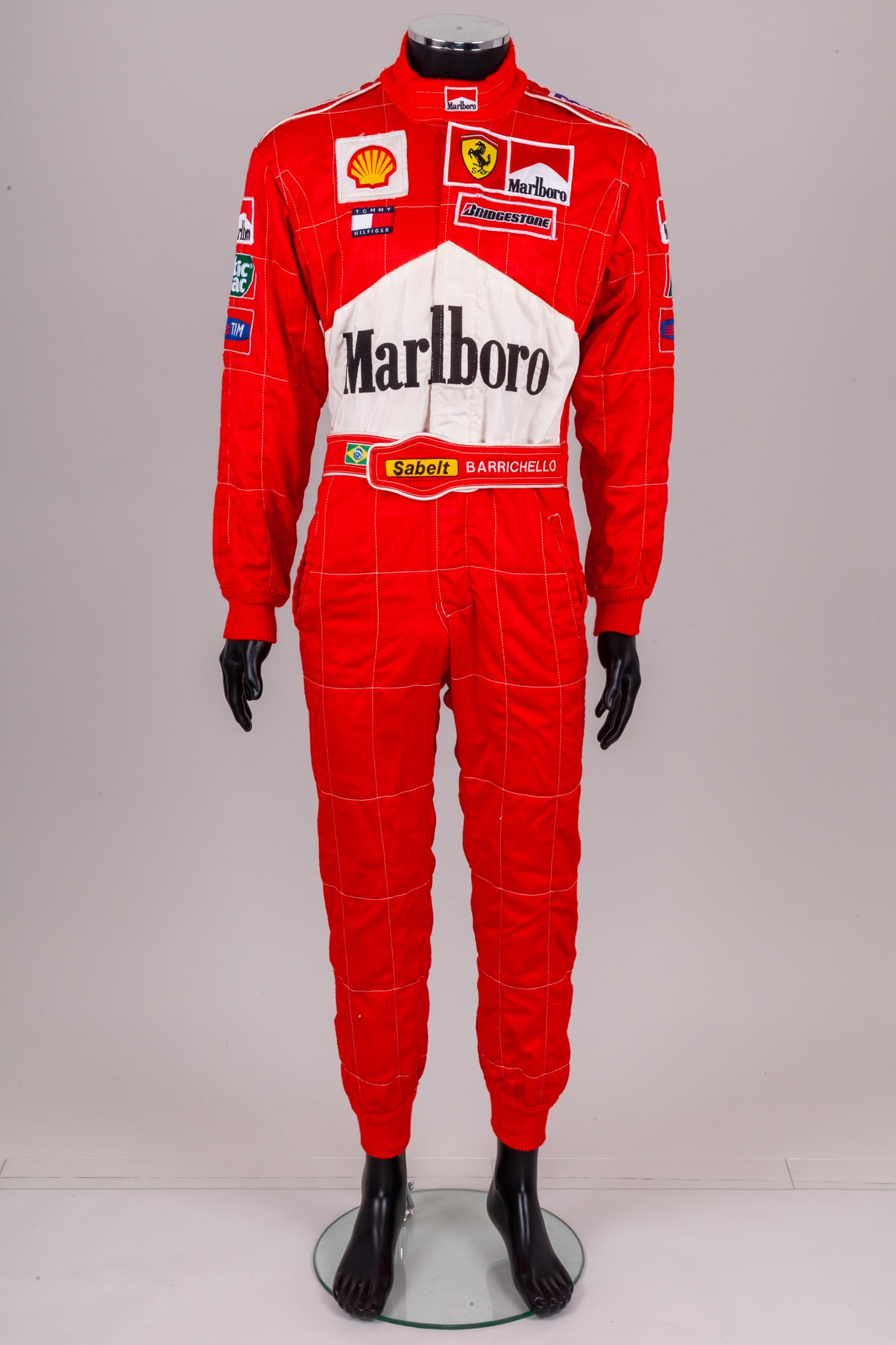 Rubens Barrichello 2001 Malaysian Grand Prix Ferrari Used Race Suit: Rubens Barrichello 2001 Malaysian Grand Prix Ferrari Used Race Suit.This is a Rubens Barrichello 2001 Ferrari used race suit, worn by Barrichello?at the 2001 Malaysian Grand Prix, where he finished in