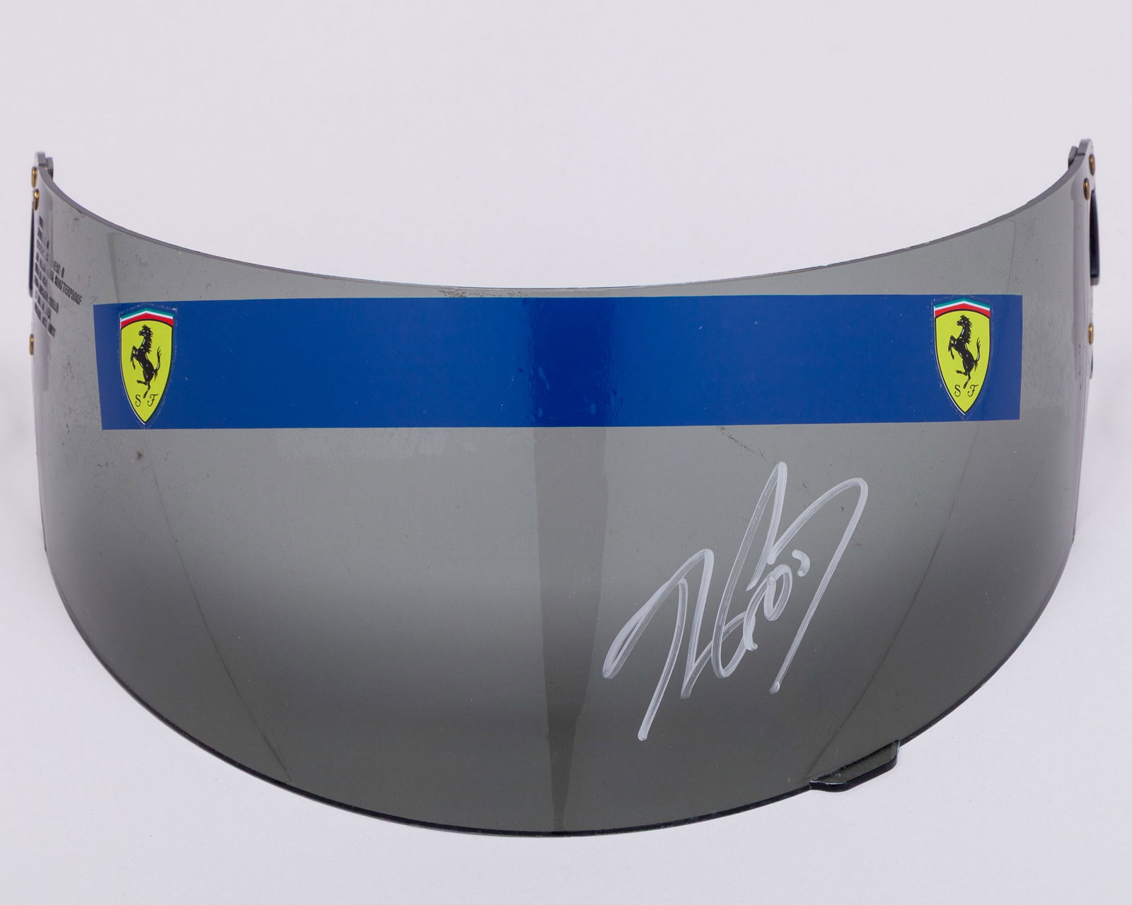 Alain Prost 1991 Signed Ferrari Test Used Shoei Visor: Alain Prost 1991 Signed Ferrari Test Used Shoei Visor.The visor has been personally signed by the 4-time F1 World Champion.