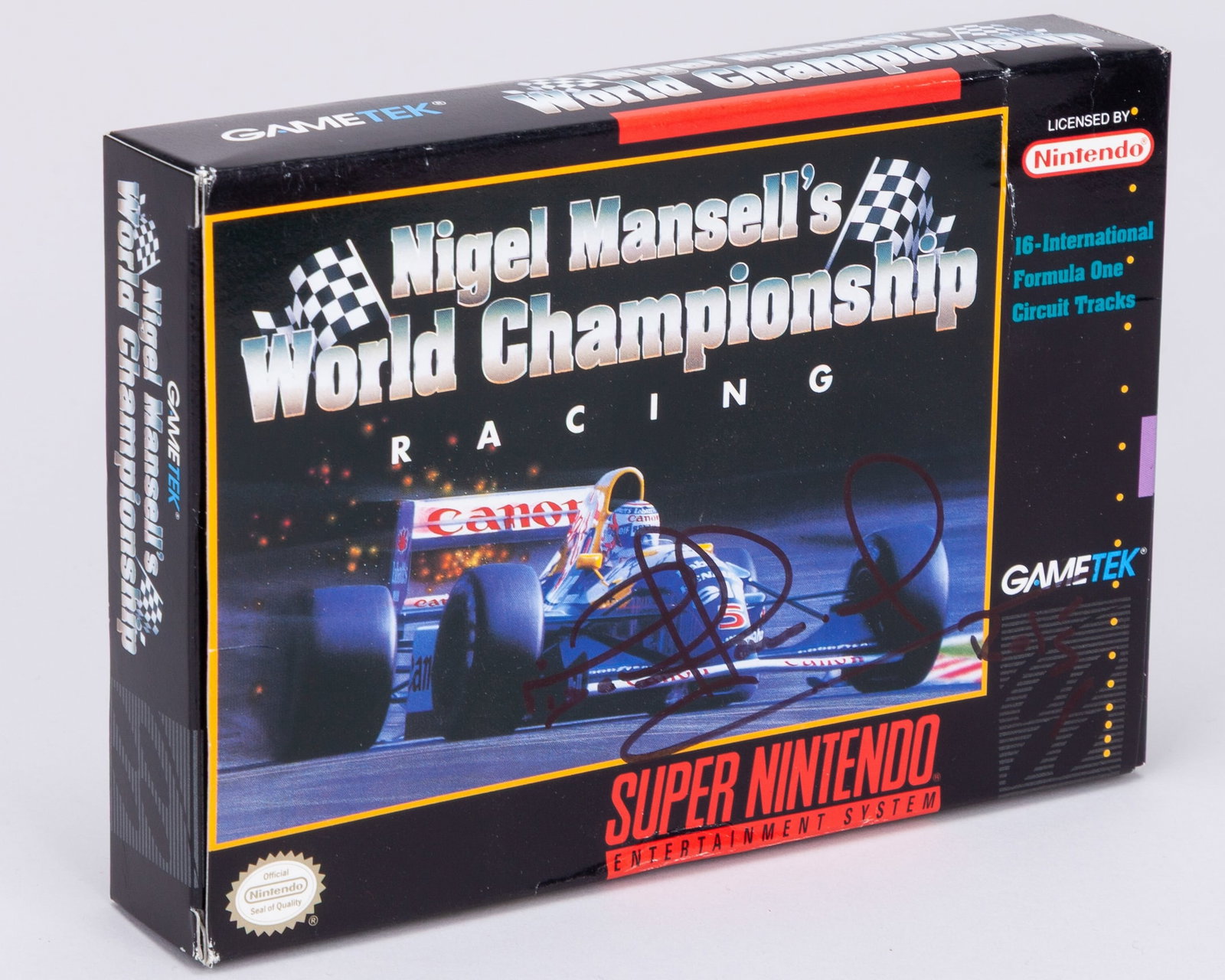 Nigel Mansell Signed World Championship Racing Super Nintendo Game (1 of 6)
