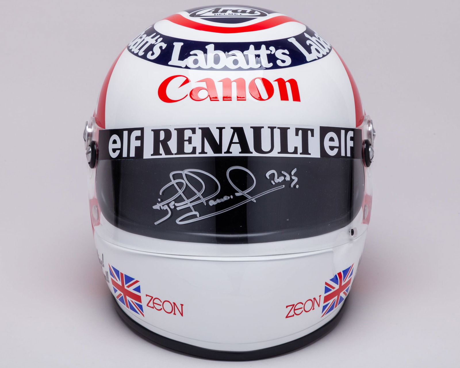 Nigel Mansell Signed 1992 Williams Renault Full Size Replica Helmet (1 of 9)