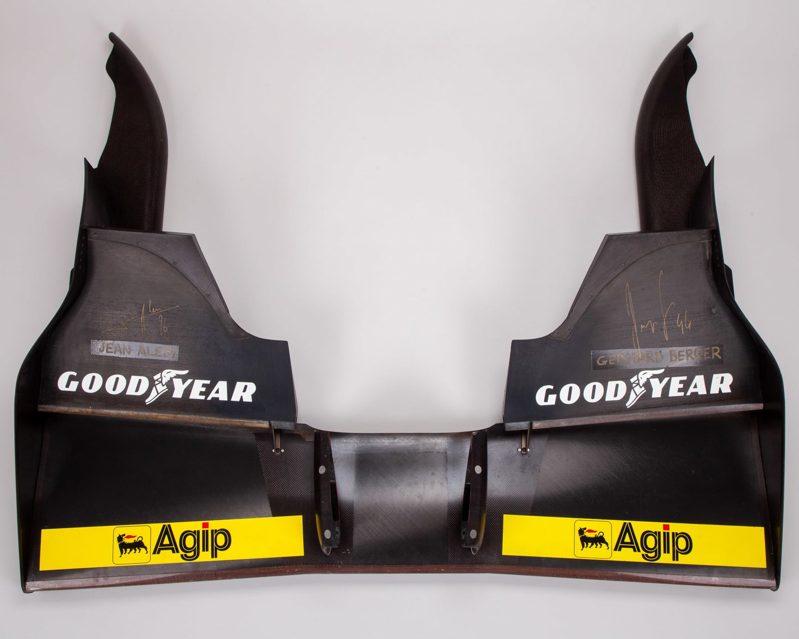 Ferrari 1994 Monaco Grand Prix Race Used Front Wing Signed by Gerhard Berger and Jean Alesi: Ferrari 1994 Monaco Grand Prix Race Used Front Wing Signed by Gerhard Berger and Jean Alesi.This Ferrari 1994 race used front wing is from the 1994 Monaco Grand Prix where Gerhard Berger claimed 3rd p