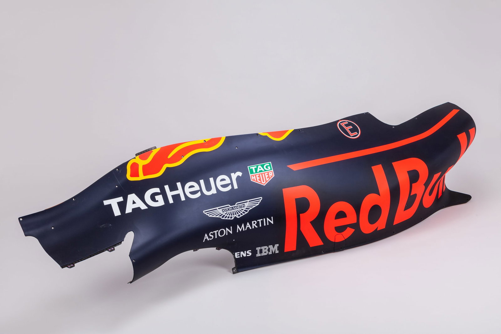 Red Bull Racing 2017 Used Side Pod: Red Bull Racing 2017 Used Side Pod.?This Red Bull Racing 2017 used side pod is constructed from lightweight carbon fibre, featuring visible signs of use, adding to its authenticity.?The 2017 RB13 was 