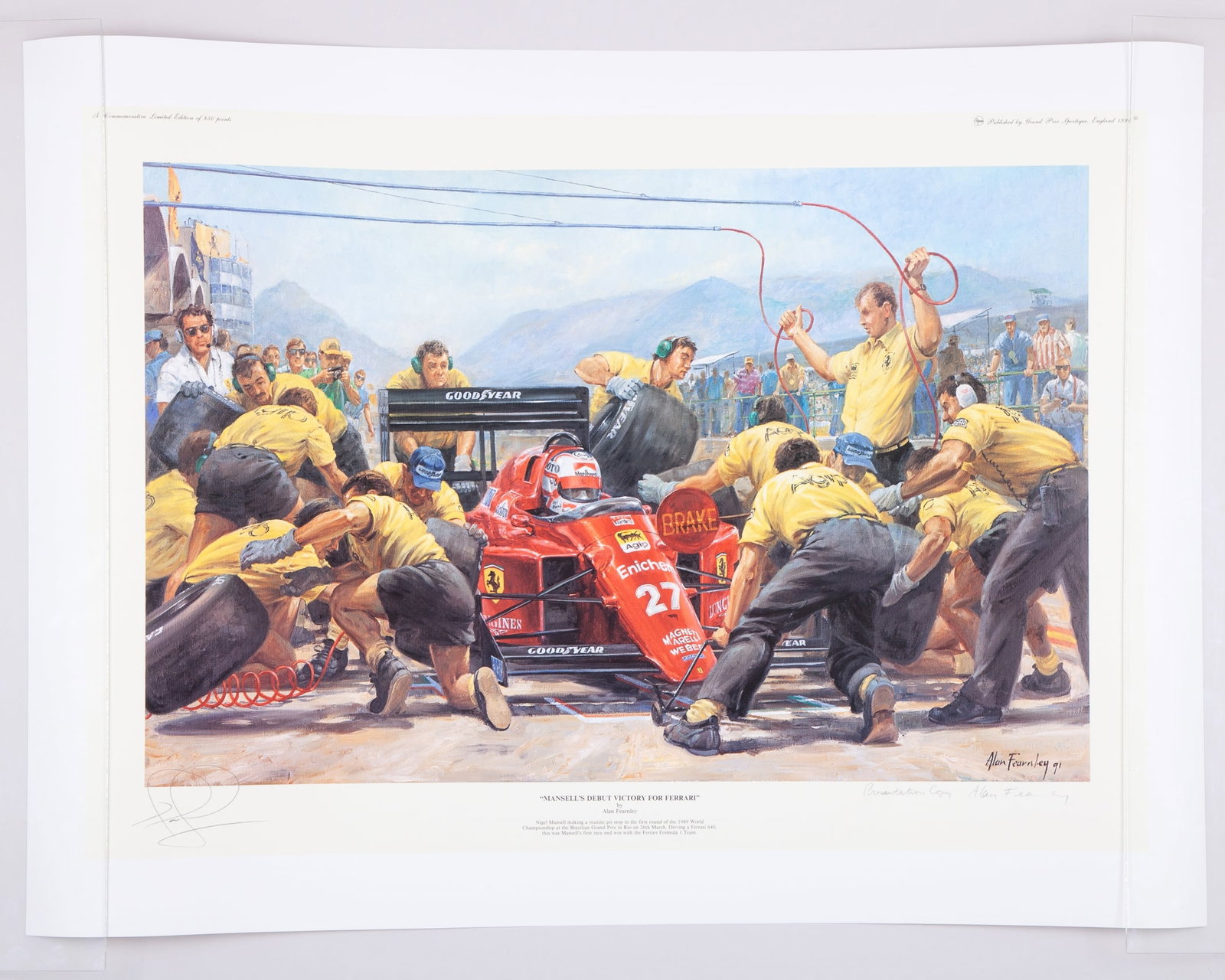 “Mansell's Debut Victory for Ferrari” Signed Print by Alan Fearnley (1 of 4)