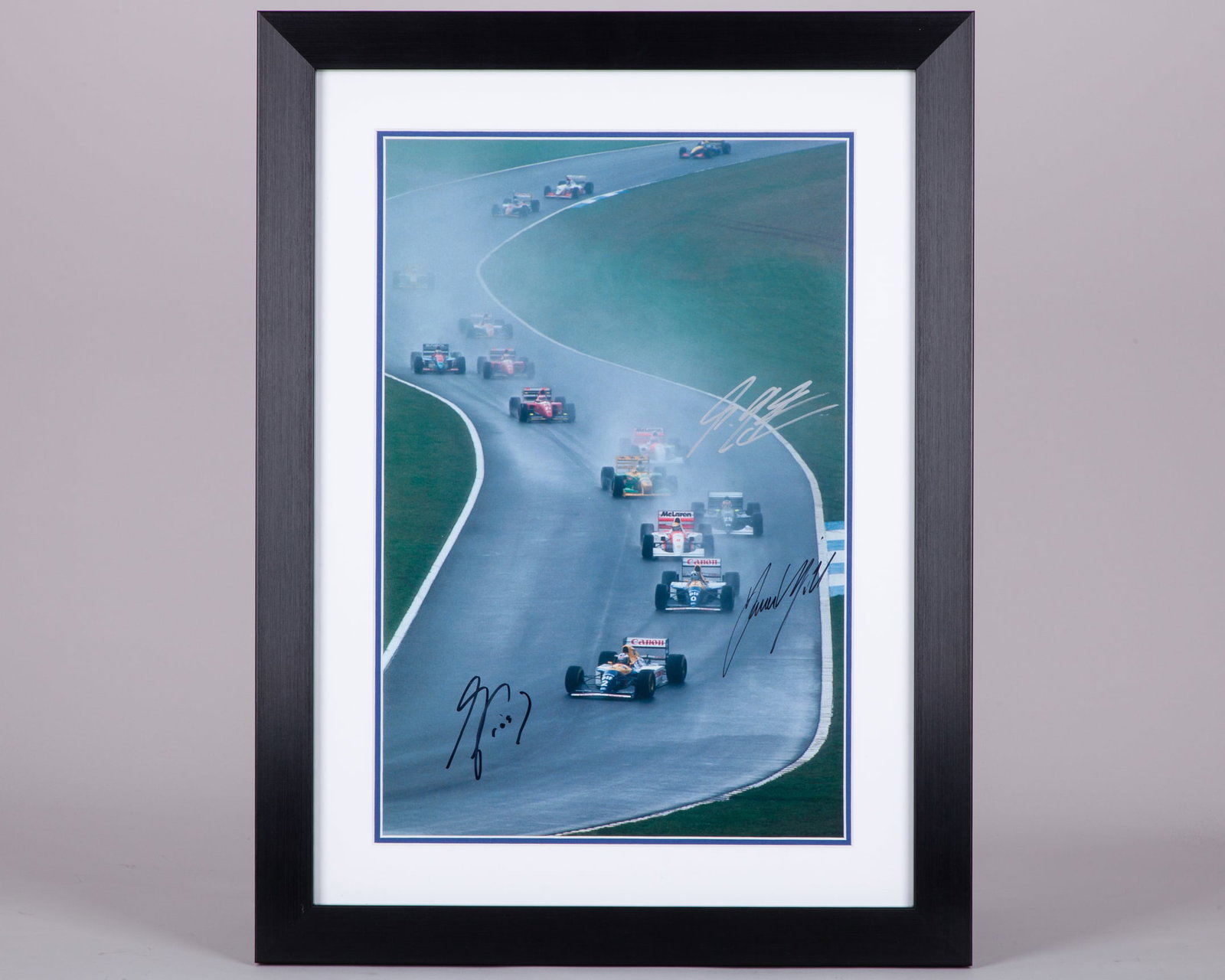 1991 “The Greatest Lap” European GP Framed Print Signed by Schumacher, Prost & Hill (1 of 4)