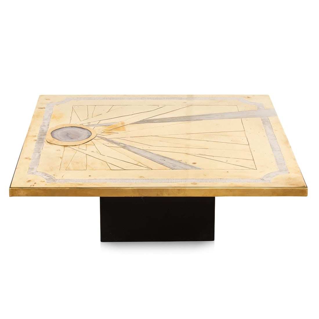 AN AGATE & BRASS CLAD COFFEE TABLE BY WILLY DARO, BELGIUM c.1970 (1 of 20)