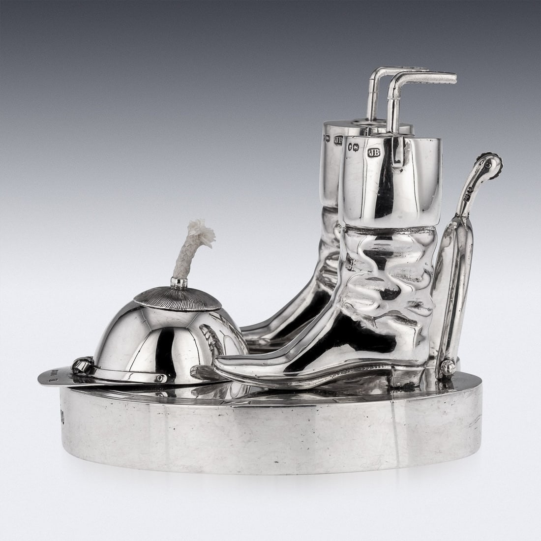 ANTIQUE 19thC VICTORIAN SOLID SILVER HORSE RACING TABLE LIGHTER, LONDON c.1883 - 2
