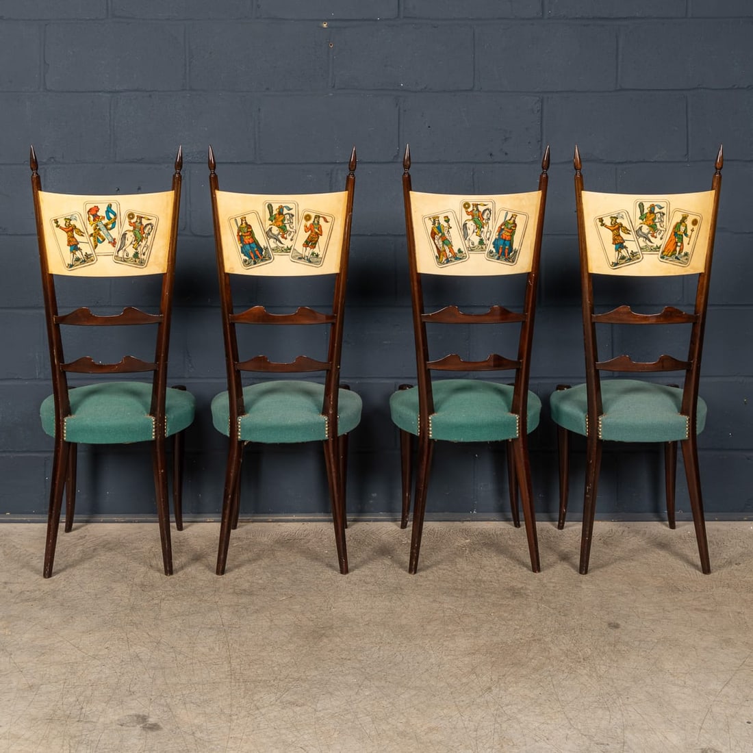 20thC ITALIAN DINING SET / GAMES TABLE WITH PLAYING CARDS MOTIF BY ALDO TURA - 10