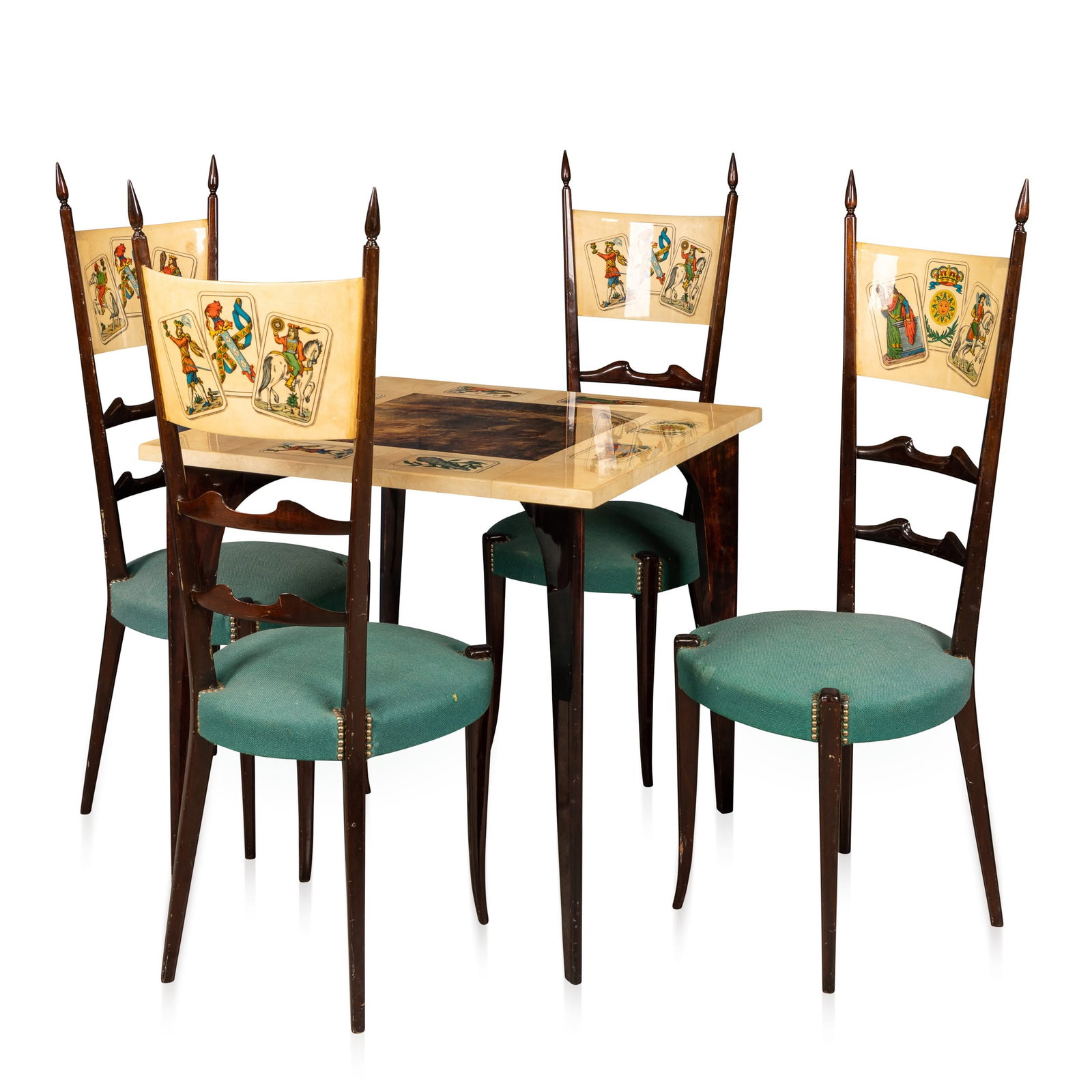 20thC ITALIAN DINING SET / GAMES TABLE WITH PLAYING CARDS MOTIF BY ALDO TURA (1 of 20)