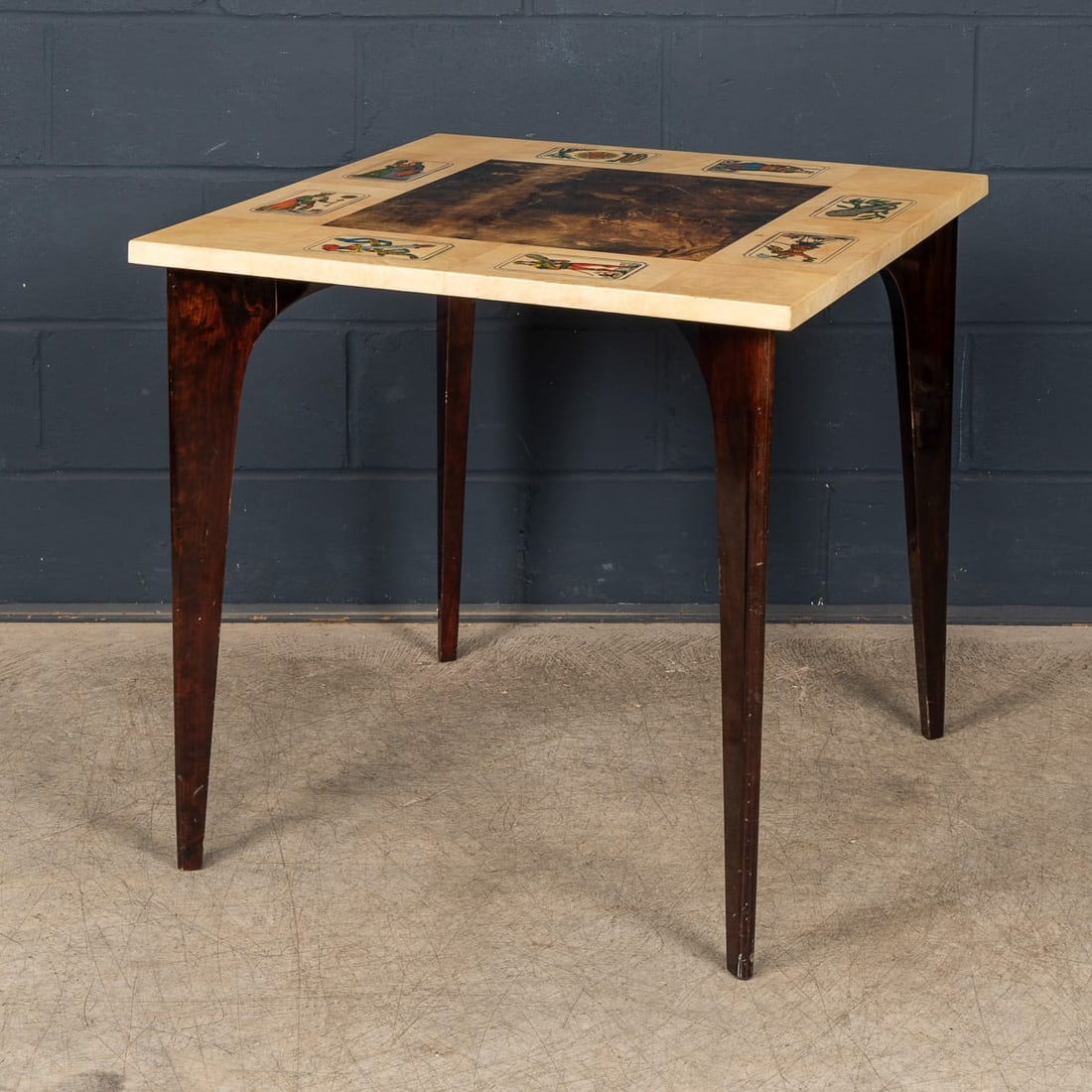 20thC ITALIAN DINING SET / GAMES TABLE WITH PLAYING CARDS MOTIF BY ALDO TURA - 6