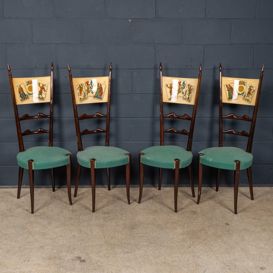 20thC ITALIAN DINING SET / GAMES TABLE WITH PLAYING CARDS MOTIF BY ALDO TURA - 7