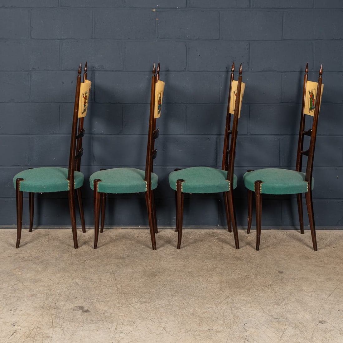 20thC ITALIAN DINING SET / GAMES TABLE WITH PLAYING CARDS MOTIF BY ALDO TURA - 9