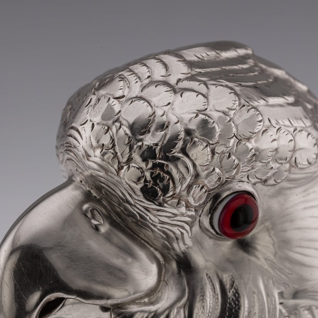 ANTIQUE 20thC COCKATOO SOLID SILVER & PORCELAIN CLARET JUG, ASPREY & CO c.1912 - 12