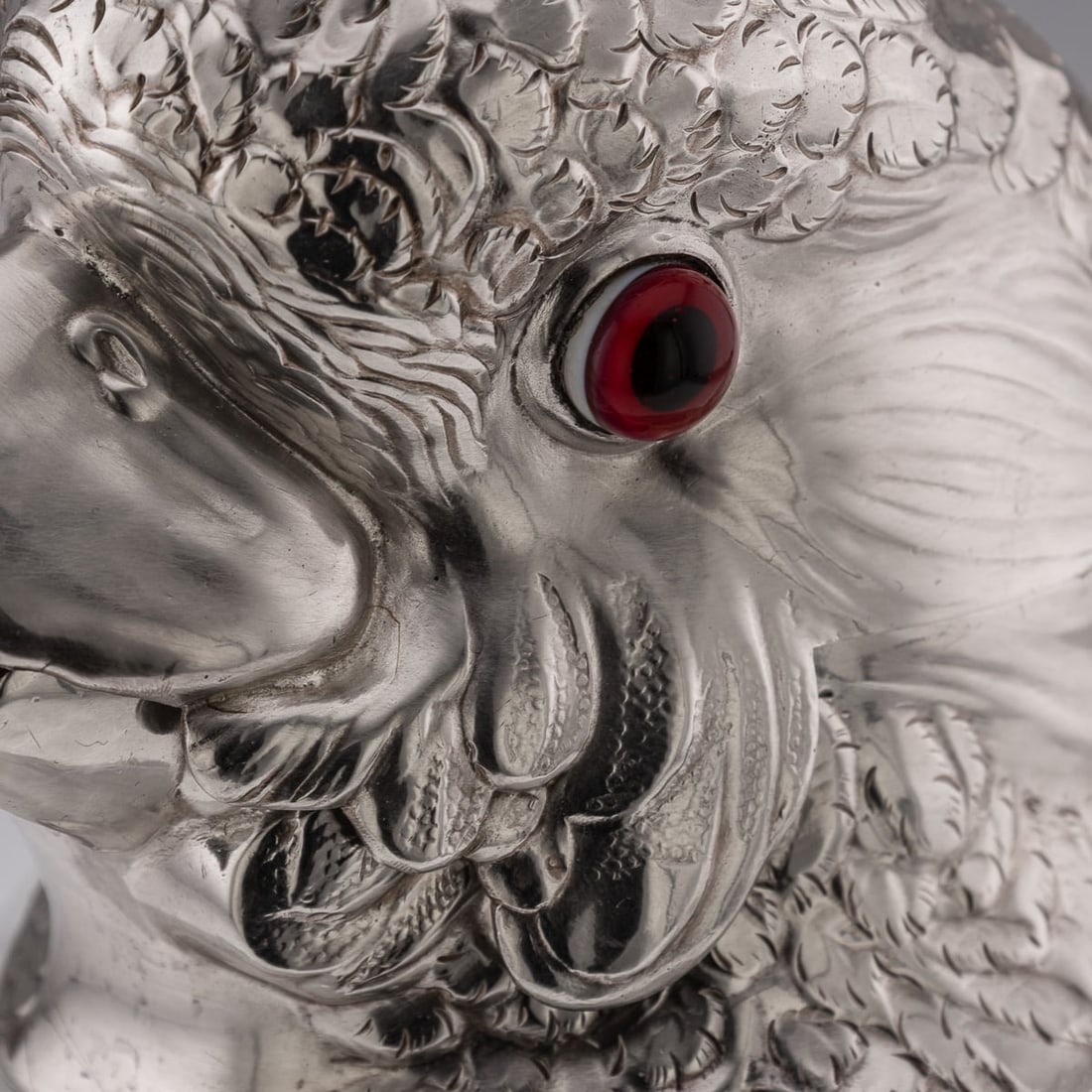 ANTIQUE 20thC COCKATOO SOLID SILVER & PORCELAIN CLARET JUG, ASPREY & CO c.1912 - 14