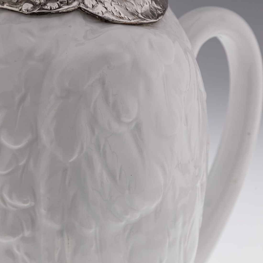 ANTIQUE 20thC COCKATOO SOLID SILVER & PORCELAIN CLARET JUG, ASPREY & CO c.1912 - 19