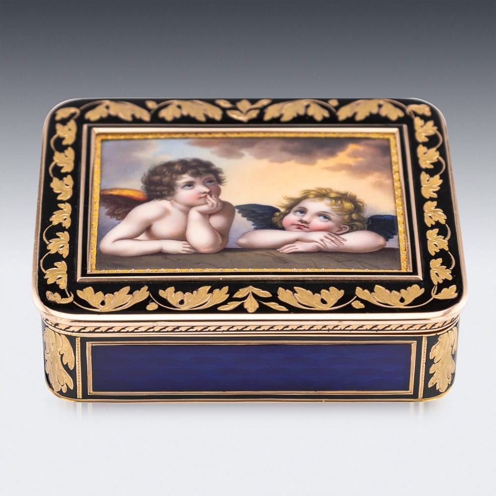 ANTIQUE 19thC GERMAN 18k GOLD & ENAMEL SNUFF BOX, RAPHAEL'S SISTINE MADONNA, HANAU c.1810 - 3