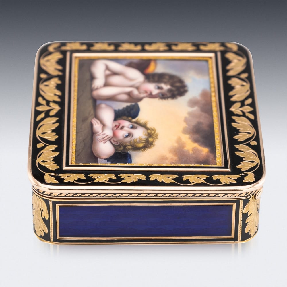 ANTIQUE 19thC GERMAN 18k GOLD & ENAMEL SNUFF BOX, RAPHAEL'S SISTINE MADONNA, HANAU c.1810 - 4