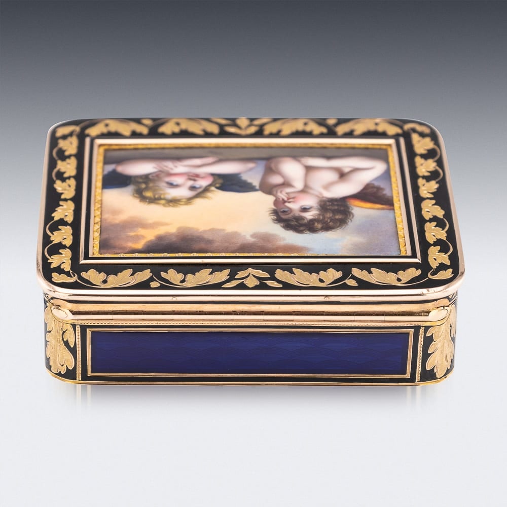 ANTIQUE 19thC GERMAN 18k GOLD & ENAMEL SNUFF BOX, RAPHAEL'S SISTINE MADONNA, HANAU c.1810 - 5