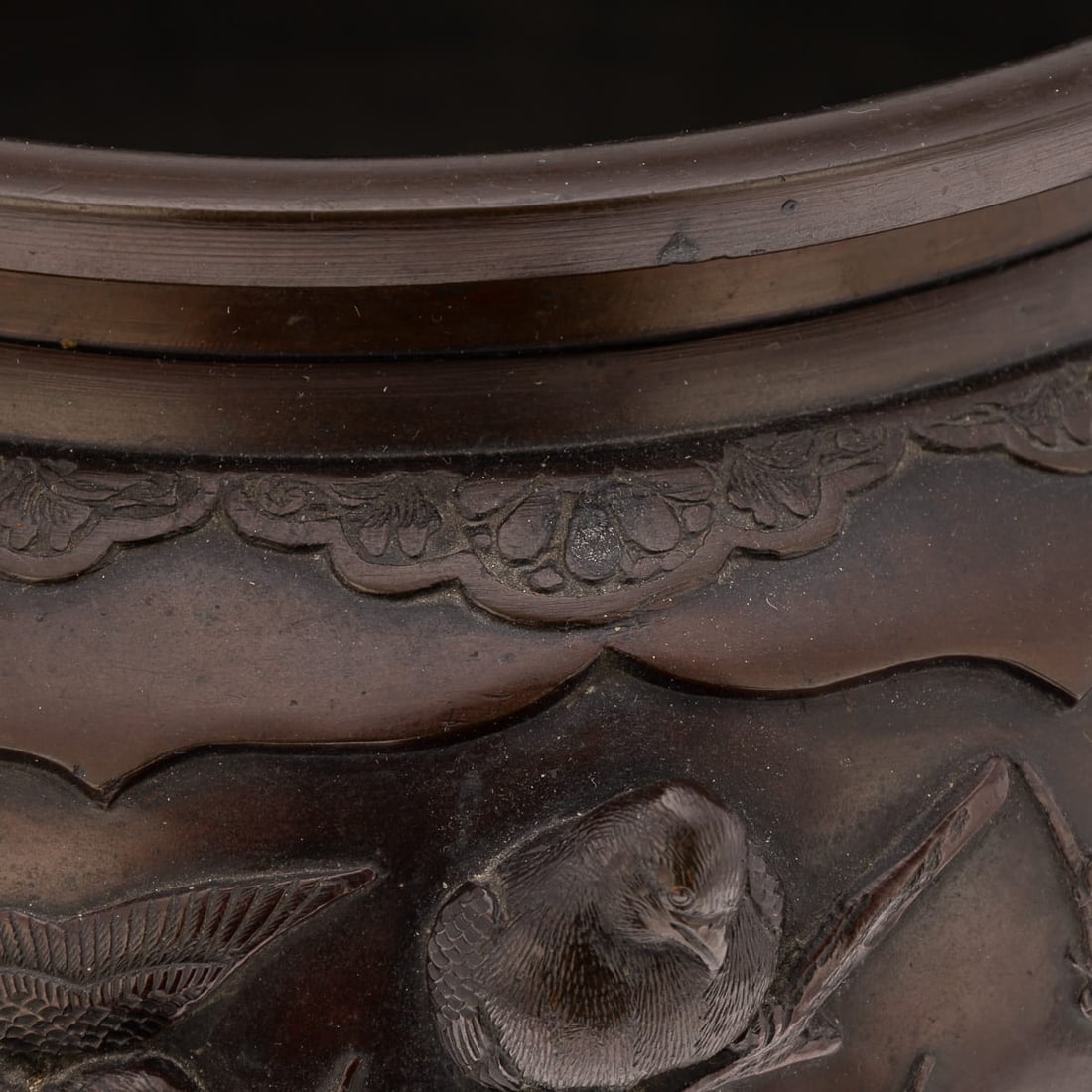 ANTIQUE 19thC JAPANESE MEIJI PERIOD LARGE BRONZE MYTHOLOGICAL JARDINIÈRE C.1890 - 12