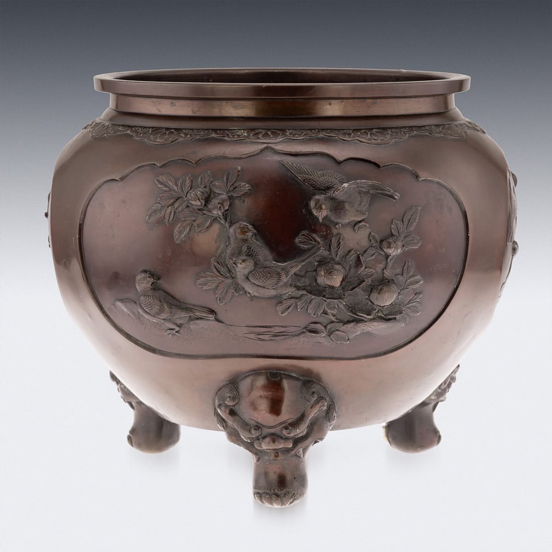 ANTIQUE 19thC JAPANESE MEIJI PERIOD LARGE BRONZE MYTHOLOGICAL JARDINIÈRE C.1890 - 3