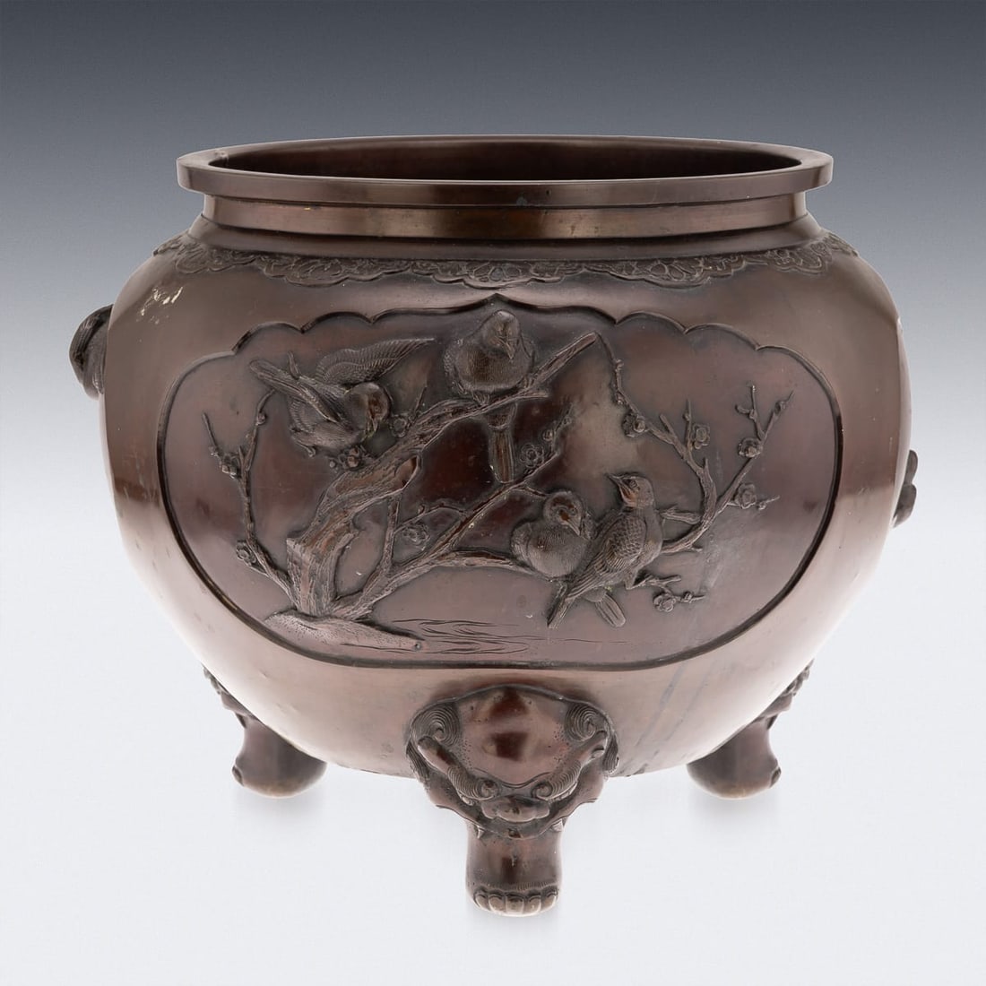 ANTIQUE 19thC JAPANESE MEIJI PERIOD LARGE BRONZE MYTHOLOGICAL JARDINIÈRE C.1890 - 6