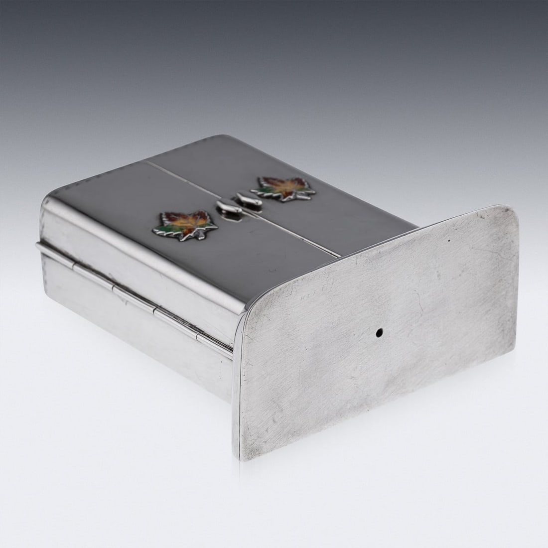 ANTIQUE 20thC CANADIAN SOLID SILVER & ENAMEL PLAYING CARDS BOX, TORONTO c.1920 - 8