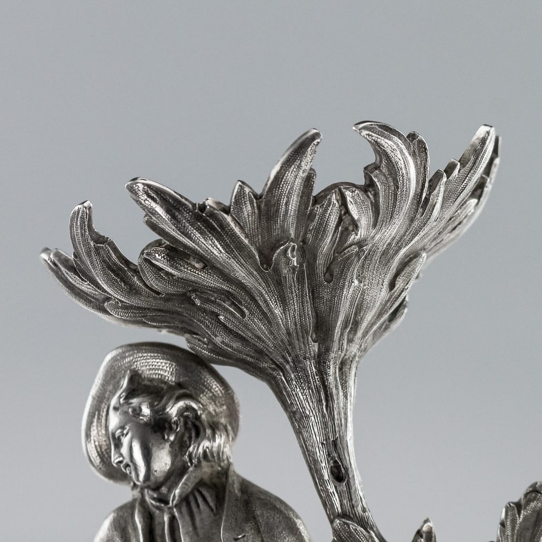 ANTIQUE 19thC VICTORIAN SOLID SILVER PAIR OF FIGURAL COMPORTS, C & G FOX c.1852 - 13