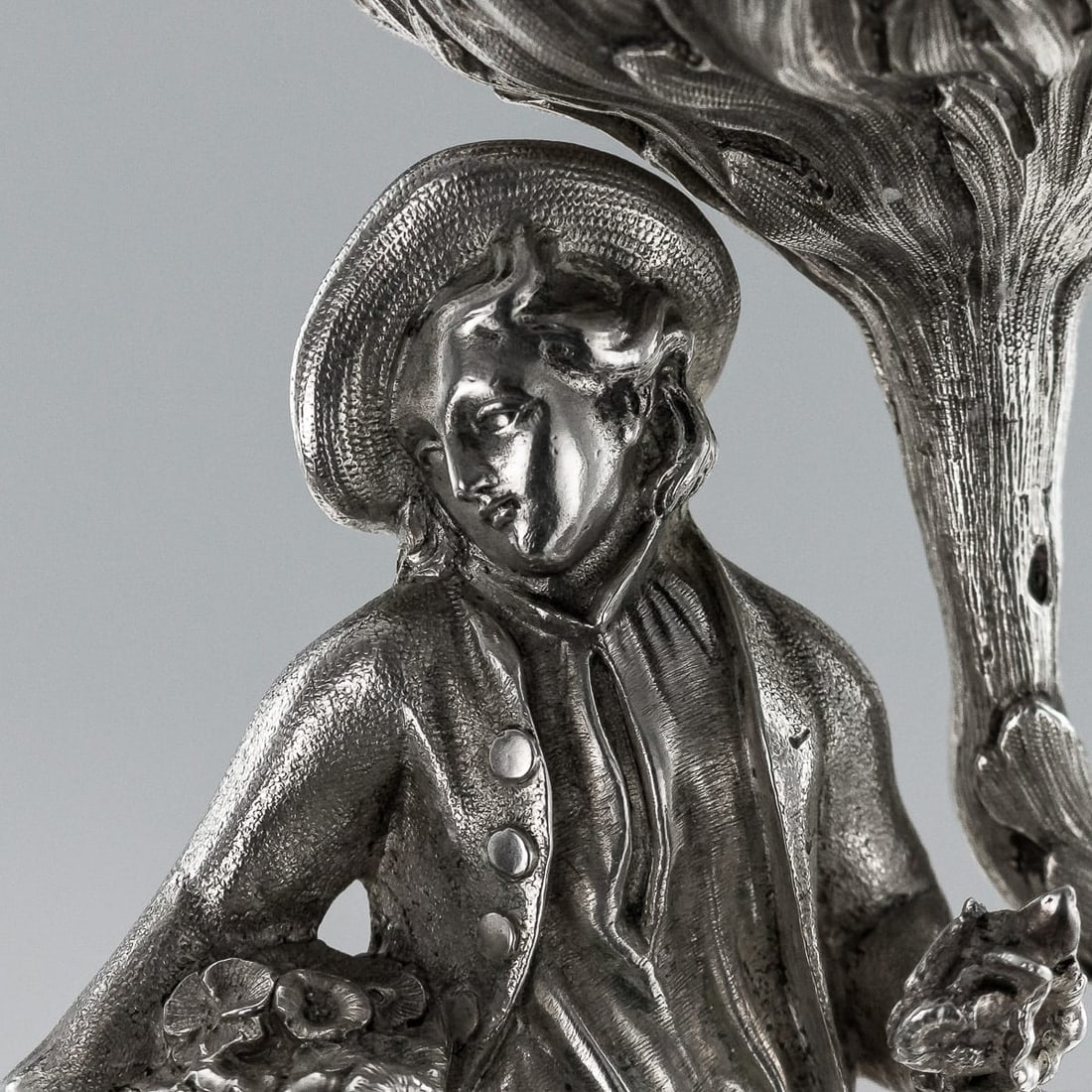 ANTIQUE 19thC VICTORIAN SOLID SILVER PAIR OF FIGURAL COMPORTS, C & G FOX c.1852 - 15